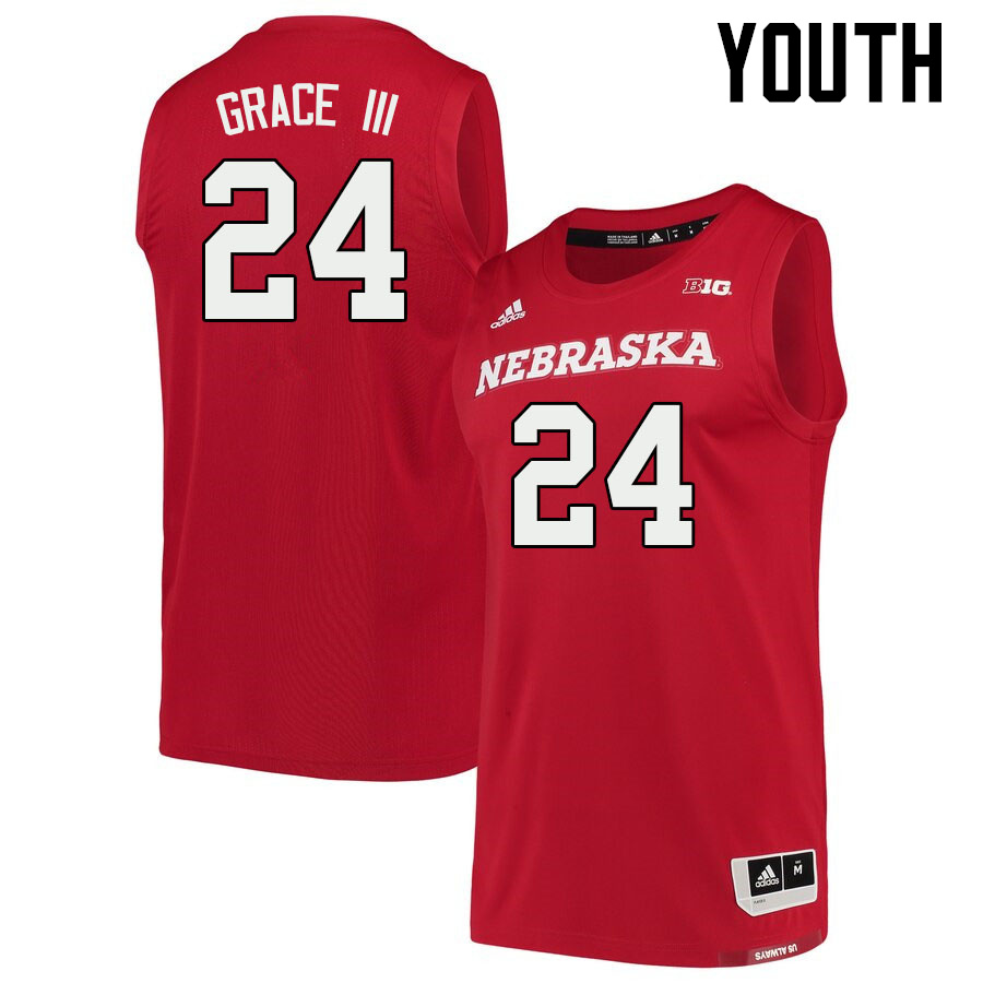 Youth #24 Jeffrey Grace III Nebraska Cornhuskers College Basketball Jerseys Sale-Scarlet - Click Image to Close